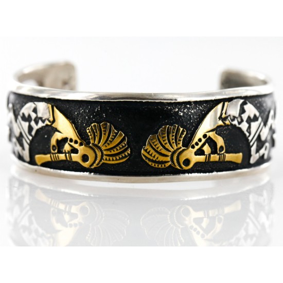 Handmade Certified Authentic Kokopelli Navajo .925 Sterling Silver and 12kt Gold Filled Set Native American Necklace and Bracelet 15870-12591
