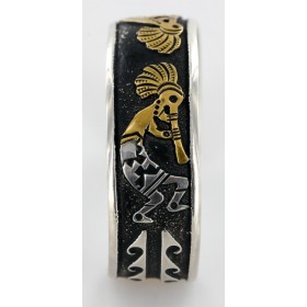 Handmade Certified Authentic Kokopelli Navajo .925 Sterling Silver and 12kt Gold Filled Set Native American Necklace and Bracelet 15870-12591