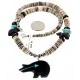 Carved Bear Navajo .925 Sterling Silver Graduated Heishi Turquoise Black Onyx and Hematite Native American Necklace 25226-1 Carved Bear Navajo .925 Sterling Silver Graduated Heishi Turquoise Black Onyx and Hematite Native American Necklace 25226-1