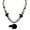 Carved Bear Navajo .925 Sterling Silver Graduated Heishi Turquoise Black Onyx and Hematite Native American Necklace 25226-1 Carved Bear Navajo .925 Sterling Silver Graduated Heishi Turquoise Black Onyx and Hematite Native American Necklace 25226-1