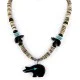 Carved Bear Navajo .925 Sterling Silver Graduated Heishi Turquoise Black Onyx and Hematite Native American Necklace 25226-1 Carved Bear Navajo .925 Sterling Silver Graduated Heishi Turquoise Black Onyx and Hematite Native American Necklace 25226-1