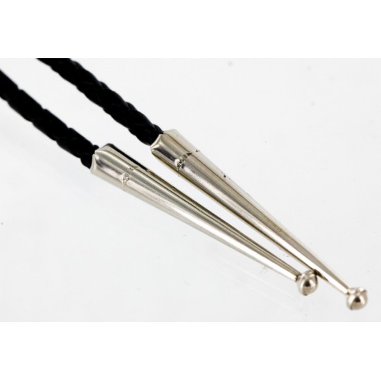 Handmade Certified Authentic Navajo .925 Sterling Silver Natural Turquoise Native American Bolo Tie  1190