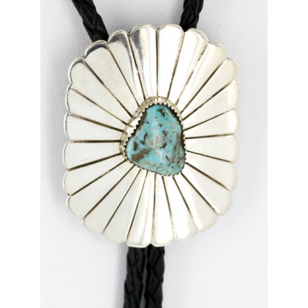 Handmade Certified Authentic Navajo .925 Sterling Silver Natural Turquoise Native American Bolo Tie  1190