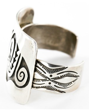 Collectable Large Handmade Certified Authentic Hopi Bear Paw Signed .925 Sterling Silver Native American Cuff Bracelet 12457-0