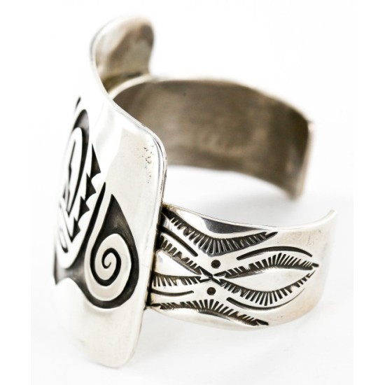 Collectable Large Handmade Certified Authentic Hopi Bear Paw Signed .925 Sterling Silver Native American Cuff Bracelet 12457-0