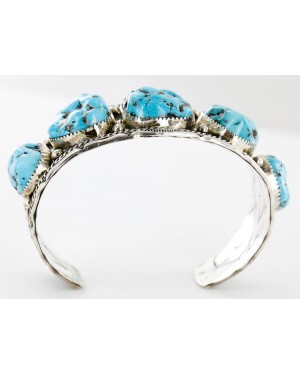 Collectable Large Handmade Certified Authentic Navajo .925 Sterling Silver Natural Turquoise Signed Native American Cuff Bracelet 12465 Collectable Large Handmade Certified Authentic Navajo .925 Sterling Silver Natural Turquoise Signed Native American Cuff Bracelet 12465