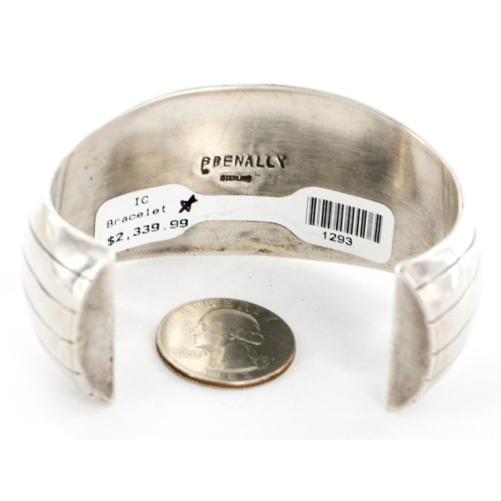 Certified Authentic Navajo .925 Sterling Silver Coral Turquoise Signed BENALLY Native American Bracelet 1293