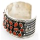 Certified Authentic Navajo .925 Sterling Silver Natural Coral Native American Bracelet 12295