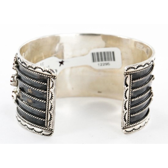 Certified Authentic Navajo .925 Sterling Silver Natural Coral Native American Bracelet 12295
