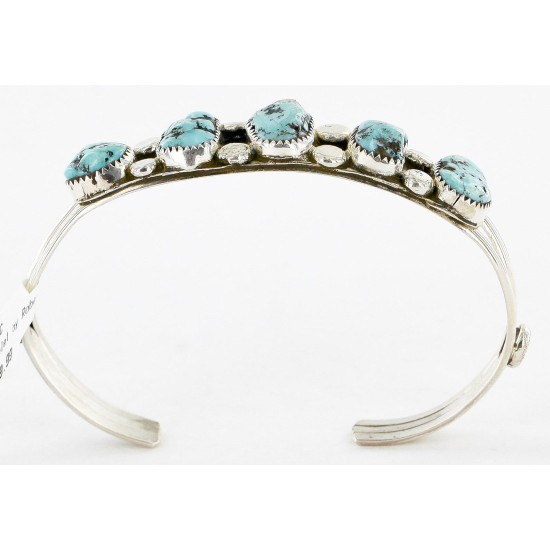 Handmade Certified Authentic Navajo .925 Sterling Silver Natural Turquoise Native American Bracelet 12755-4