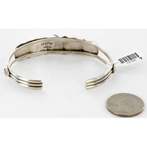 Handmade Certified Authentic Navajo .925 Sterling Silver Natural Turquoise Native American Bracelet 12755-4
