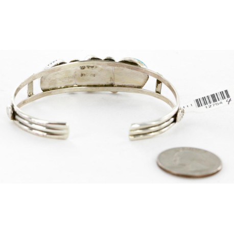 Handmade Certified Authentic Navajo .925 Sterling Silver Natural Turquoise Native American Bracelet 12754-4