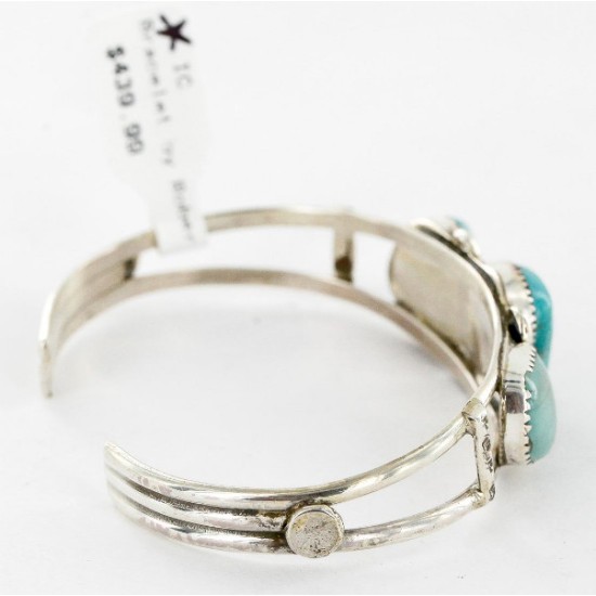 Handmade Certified Authentic Navajo .925 Sterling Silver Natural Turquoise Native American Bracelet 12754-4