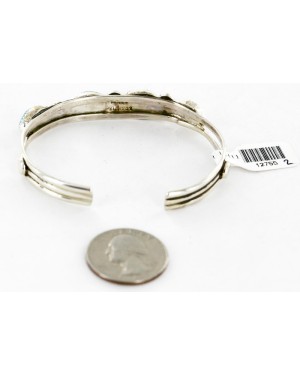 Handmade Certified Authentic Navajo .925 Sterling Silver Natural Turquoise Native American Bracelet 12755-2
