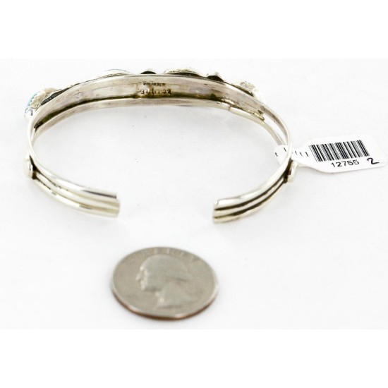 Handmade Certified Authentic Navajo .925 Sterling Silver Natural Turquoise Native American Bracelet 12755-2