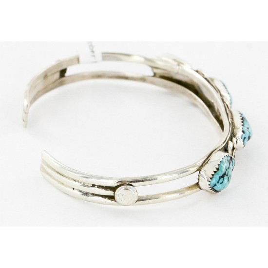 Handmade Certified Authentic Navajo .925 Sterling Silver Natural Turquoise Native American Bracelet 12755-2