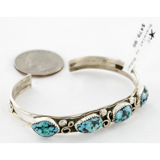 Handmade Certified Authentic Navajo .925 Sterling Silver Natural Turquoise Native American Bracelet 12755-2