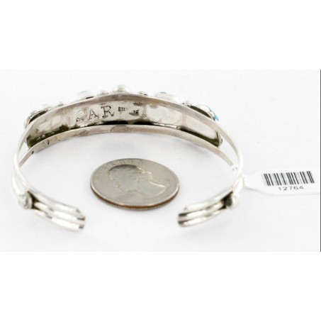 Handmade Certified Authentic Navajo .925 Sterling Silver Natural Turquoise Native American Bracelet 12764