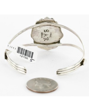 Handmade Certified Authentic Navajo .925 Sterling Silver Natural Turquoise Native American Bracelet 12756-5
