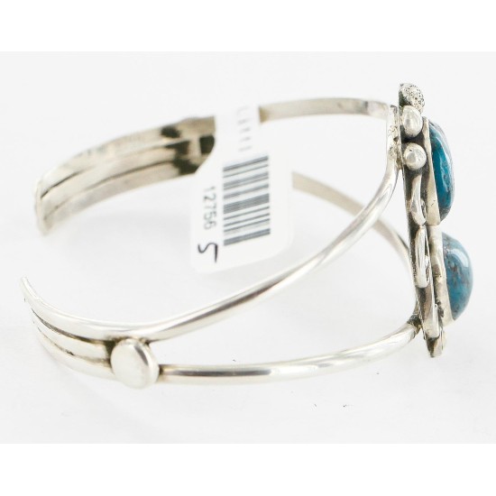 Handmade Certified Authentic Navajo .925 Sterling Silver Natural Turquoise Native American Bracelet 12756-5