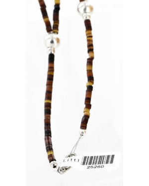 2 Strand Certified Authentic Navajo .925 Sterling Silver Turquoise Spiny Oyster and Graduated Heishi Native American Necklace 25260