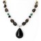 Large Certified Authentic Navajo Native .925 Sterling Silver Natural Boulder and Turquoise Smoky Quartz Native American Necklace 24372-2 Large Certified Authentic Navajo Native .925 Sterling Silver Natural Boulder and Turquoise Smoky Quartz Native American Necklace 24372-2