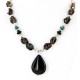 Large Certified Authentic Navajo Native .925 Sterling Silver Natural Boulder and Turquoise Smoky Quartz Native American Necklace 24372-2