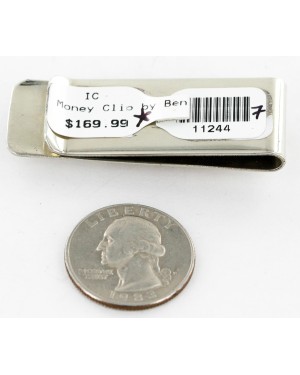 Handmade Certified Authentic Navajo .925 Sterling Silver and Nickel Turquoise Spiny Oyster Native American Money Clip 11244-7