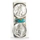 2 Vintage Style OLD Buffalo Coin Handmade Certified Authentic Navajo .925 Sterling Silver and Nickel Natural Turquoise Native American Money Clip 11244-4
