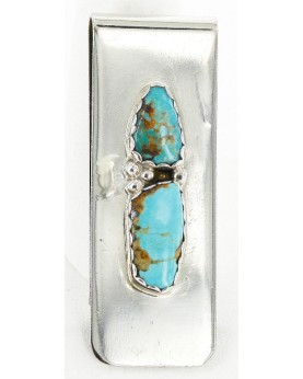 Handmade Certified Authentic Navajo .925 Sterling Silver Natural Turquoise Native American Money Clip 11244-6