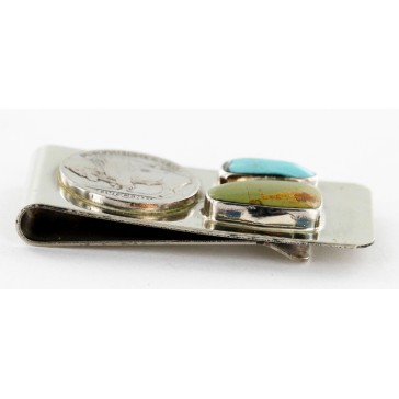 Vintage Style Buffalo Coin Handmade Certified Authentic Navajo .925 Sterling Silver Nickel Natural Turquoise 11242-1