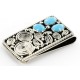 Handmade Certified Authentic Nickel Natural Turquoise Native American Money Clip 11237
