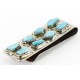 Handmade Certified Authentic Signed by Curt Cheama Zuni Nickel Natural Turquoise Nuggets Native American Money Clip 11232