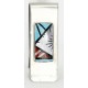 Handmade Certified Authentic Signed Navajo Nickel Inlaid Natural Turquoise Coral Mother of Pearl and Black Onyx Native American Money Clip 11245