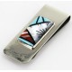 Handmade Certified Authentic Signed Navajo Nickel Inlaid Natural Turquoise Coral Mother of Pearl and Black Onyx Native American Money Clip 11245