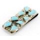 Handmade Certified Authentic Signed Zuni Nickel Natural Turquoise Nuggets Native American Money Clip 11246