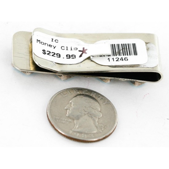 Handmade Certified Authentic Signed Zuni Nickel Natural Turquoise Nuggets Native American Money Clip 11246