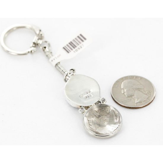Vintage Style OLD Buffalo Coin Certified Authentic Navajo .925 Sterling Silver Natural Turquoise Native American Keychain 10327