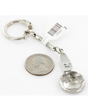 Vintage Style OLD Buffalo Coin Certified Authentic Navajo .925 Sterling Silver Spiny Oyster Native American Keychain 10320-3