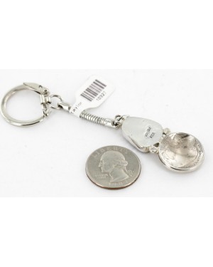 Vintage Style OLD Buffalo Coin Certified Authentic Navajo .925 Sterling Silver Spiny Oyster Native American Keychain 10327-0