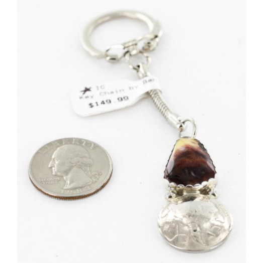 Vintage Style OLD Buffalo Coin Certified Authentic Navajo .925 Sterling Silver Spiny Oyster Native American Keychain 10327-0 Vintage Style OLD Buffalo Coin Certified Authentic Navajo .925 Sterling Silver Spiny Oyster Native American Keychain 10327-0