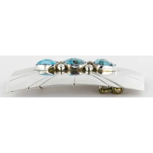 Navajo .925 Sterling Silver Natural Turquoise Native American Buckle 1194-1