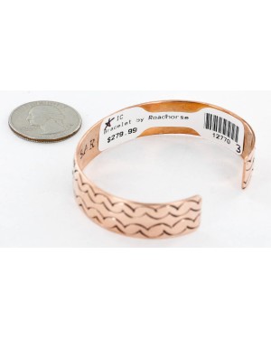 Handmade Bear Certified Authentic Roanhorse Navajo Pure .925 Sterling Silver and Copper Native American Bracelet 12770-3-2