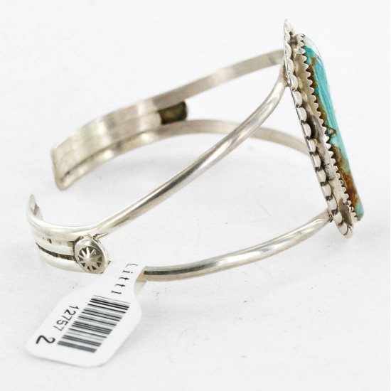 Handmade Certified Authentic Navajo .925 Sterling Silver Natural Turquoise Native American Bracelet 12757-2