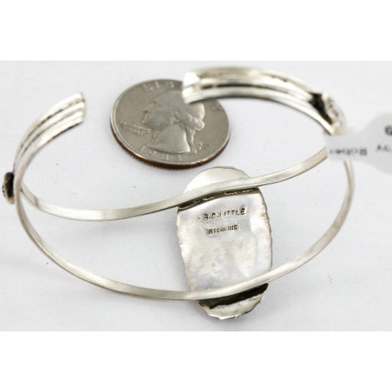 Handmade Certified Authentic Navajo .925 Sterling Silver Natural Turquoise Native American Bracelet 12757-2
