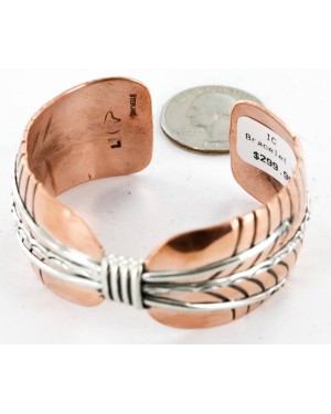 Handmade Certified Authentic Navajo Pure .925 Sterling Silver and Copper Native American Bracelet 371202322570