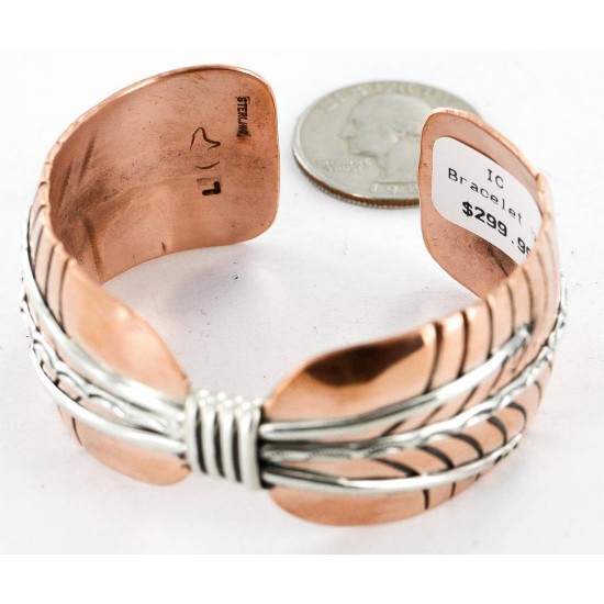 Handmade Certified Authentic Navajo Pure .925 Sterling Silver and Copper Native American Bracelet 371202322570