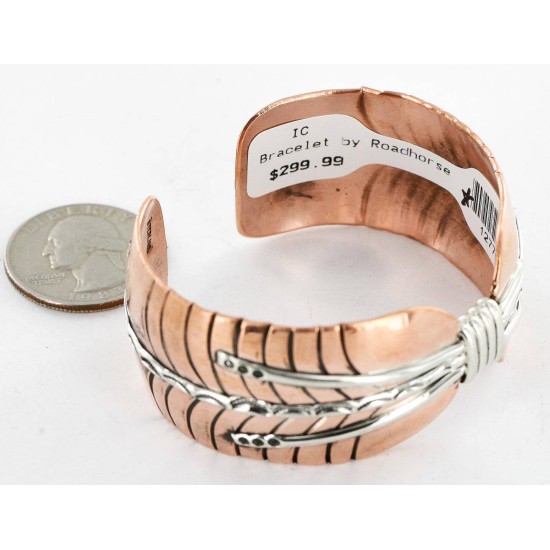 Handmade Certified Authentic Navajo Pure .925 Sterling Silver and Copper Native American Bracelet 371202322570