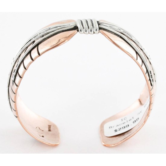 Handmade Certified Authentic Navajo Pure .925 Sterling Silver and Copper Native American Bracelet 371202322570