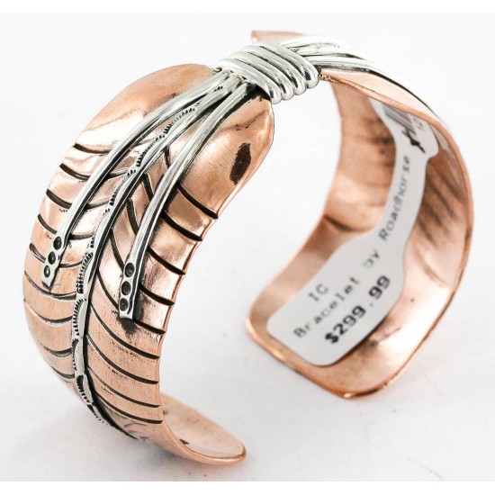 Handmade Certified Authentic Navajo Pure .925 Sterling Silver and Copper Native American Bracelet 371202322570